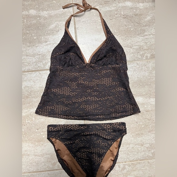 🤎🤎EUC-BALTEX BROWN CROCHET TANKINI 2 PIECE BATHING SUIT. SZ 10🤎🤎 - Picture 8 of 8